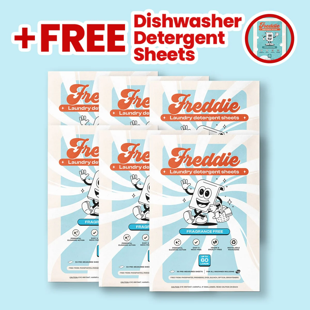 6x Laundry Detergent Sheets + Free 1x Dishwasher Detergent Sheets